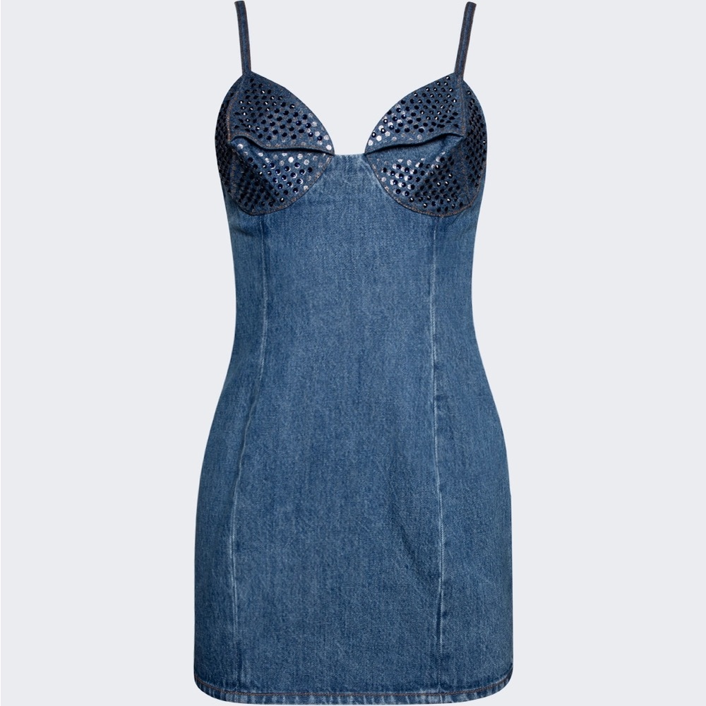 Area denim mini dress